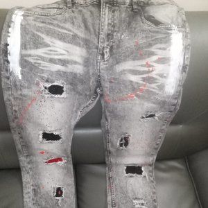 Gray Creative Skinny Jeans